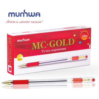 Большое фото товара - Ручка шариковая MC GOLD красная 0.5мм  BMC-03 MunHwa, 12-56575. Вариант №1