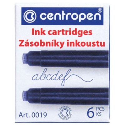 Большое фото товара - Катриджи для ручек 0019/06 (цена за 6 шт) синий Centropen, 12-6103. Вариант №1
