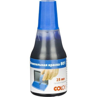 Большое фото товара - Краска штемпельная 25мл синяя 801/c Colop, 12-6339. Вариант №1