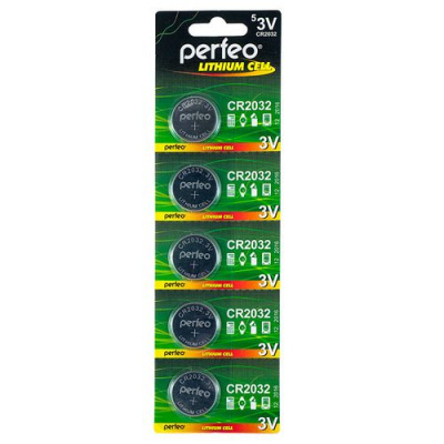 Большое фото товара - Элемент питания CR2032 PERFEO 5BL, 12-88410. Вариант №1
