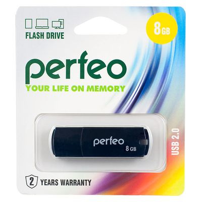 Большое фото товара - ФЛЕШ-накопитель (USB) PERFEO  8GB C05 Черный, 12-91579. Вариант №1