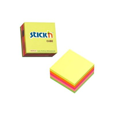Большое фото товара - Бумага для заметок с клеевым краем Stick`n 51х51 мм 250л 5цв неон 21203 (822674) 70г/м2 Hopax, 12-92945. Вариант №1