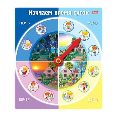 Большое фото товара - ИГРА Обучающая А5 "Изучаем время суток" (047691) Хатбер, 12-96084. Вариант №1
