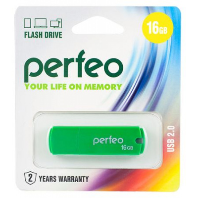 Большое фото товара - ФЛЕШ-накопитель (USB) PERFEO 16GB C05 Зеленый, 12-97139. Вариант №1