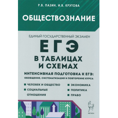 Большое фото товара - ЕГЭ Обществознание в таблицах и схемах. Интенсивная подготовка (Пазин Р.В.,Крутова И.В.) (7-е изд.,перераб. (20388), (Легион, 2025), Обл, c.432, 13-1006156. Вариант №1