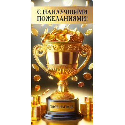 Большое фото товара - 70001334 С наилучшими пожеланиями! (конверт для денег, мужской), (МирПоздр), 13-1015771. Вариант №1
