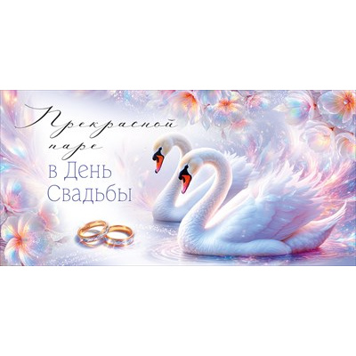 Большое фото товара - 30001456 Прекрасной паре в День свадьбы! (конверт для денег, текст), (ИмперияПоздр), 13-1018343. Вариант №1