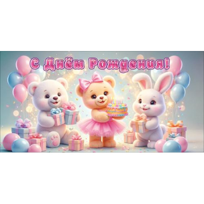 Большое фото товара - 50002866 С Днем рождения! (конверт для денег, текст, детский), (Праздник), 13-1018407. Вариант №1