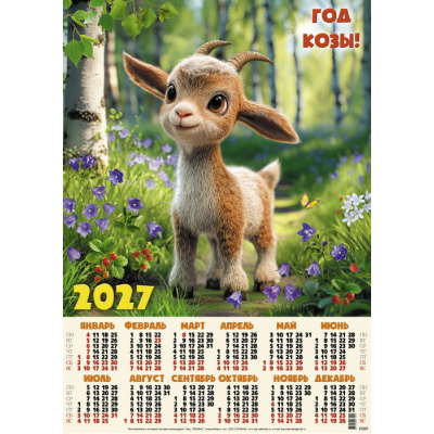 Большое фото товара - Календарь листовой 2027 А2 Лесная тропинка (Символ года) (лак) 27207, (Келинс, 2026), Л, 13-1022138. Вариант №1