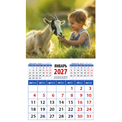 Большое фото товара - КалендарьНаМагните 2027 Год козы. Вкусное угощение (Символ года) (94*167, отрывной) 20723, (День за днем), 13-1022649. Вариант №1