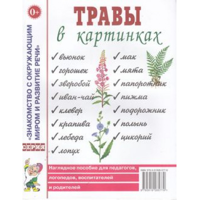 Большое фото товара - ЗнакомствоСОкрМиромИРазвРечи Травы в картинках. Наглядное пособие для педагогов, логопедов, воспитателей и родителей (А4), (Поэзия Принт/Гном, 2025), Обл, c.32, 13-319129. Вариант №1