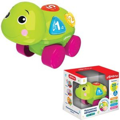 Большое фото товара - МузыкальнаяКаталочка Черепашка (звуковой модуль, 20 песенок, 6 стихов, со светящимися огоньками), (Белфакс,Азбукварик, 2020), Кор, 13-840544. Вариант №1