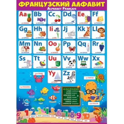 Большое фото товара - 84403 Плакат "Французский алфавит" (А2, текст), (ОткрытаяПланета), 13-843443. Вариант №1