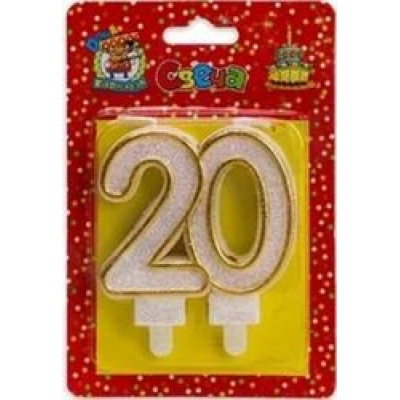 Большое фото товара - Свеча в торт цифра "20" (значимые даты, золотая) С2490, (МИЛЕНД), 13-844098. Вариант №1