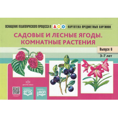 Большое фото товара - ОснащениеПедагогПроцессаВДОО Нищева Н.В. Картотека предметных картинок. Вып.6 Садовые и лесные ягоды. Комнатные растения. Наглядный дидактический материал (от 3 до 7 лет) ФГОС ФОП, (Детство-Пресс, 2023), Обл, c.64, 13-847961. Вариант №1
