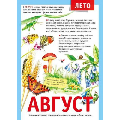 Большое фото товара - 071501 Плакат "12 месяцев. Август" (А4, текст), (МирПоздр), 13-948902. Вариант №1