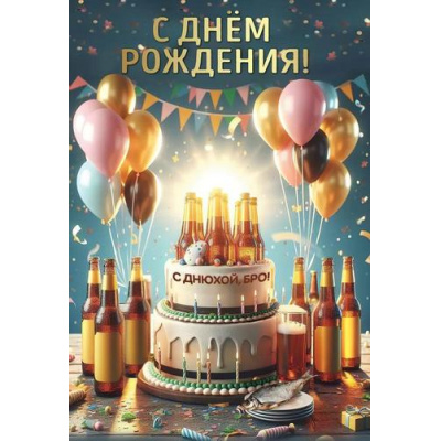 Большое фото товара - 1804763 С Днем рождения (открытка, текст, мужская), (ОткрытаяПланета), 13-971034. Вариант №1