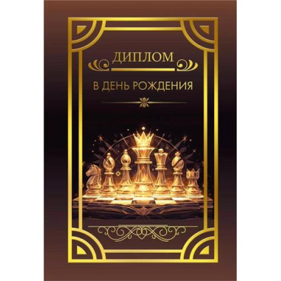 Большое фото товара - 151102550 Диплом "В День рождения" (мини, папка, текст, фольга), (Хорошо), 13-981543. Вариант №1