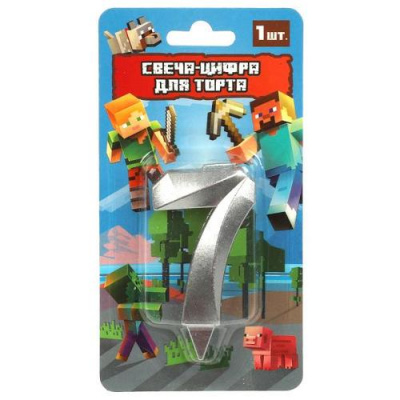 Большое фото товара - Свеча в торт (8см, Майнкрафт) цифра "7" CC-90777-M, (Shantou City Daxiang Plastic Toy Products Co., Ltd), 13-985747. Вариант №1