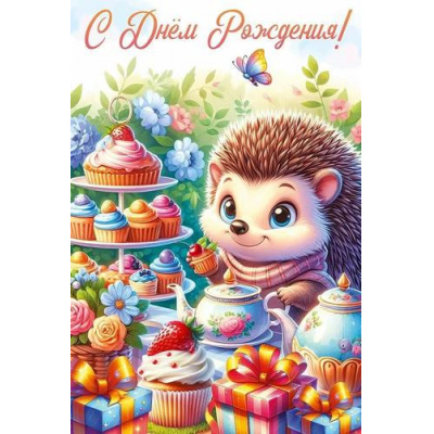 Большое фото товара - 90000137 С Днем рождения! (открытка, текст, детская), (ОткрытаяПланета), 13-986350. Вариант №1