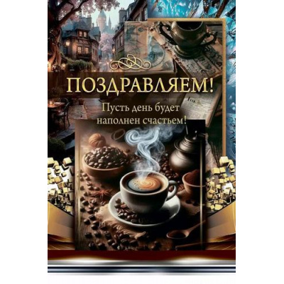 Большое фото товара - 10000165 Поздравляем! (открытка, мужская), (Хорошо), 13-990499. Вариант №1
