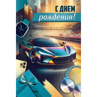 Большое фото товара - 30000837 С Днем рождения! (открытка, текст, мужская), (ИмперияПоздр), 13-993383. Вариант №1