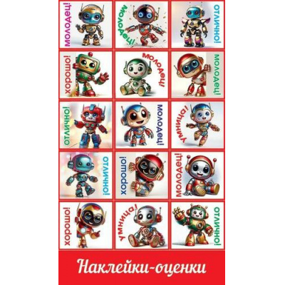 Большое фото товара - 50000117 Наклейки-оценки (Роботы), (Праздник), 13-997884. Вариант №1